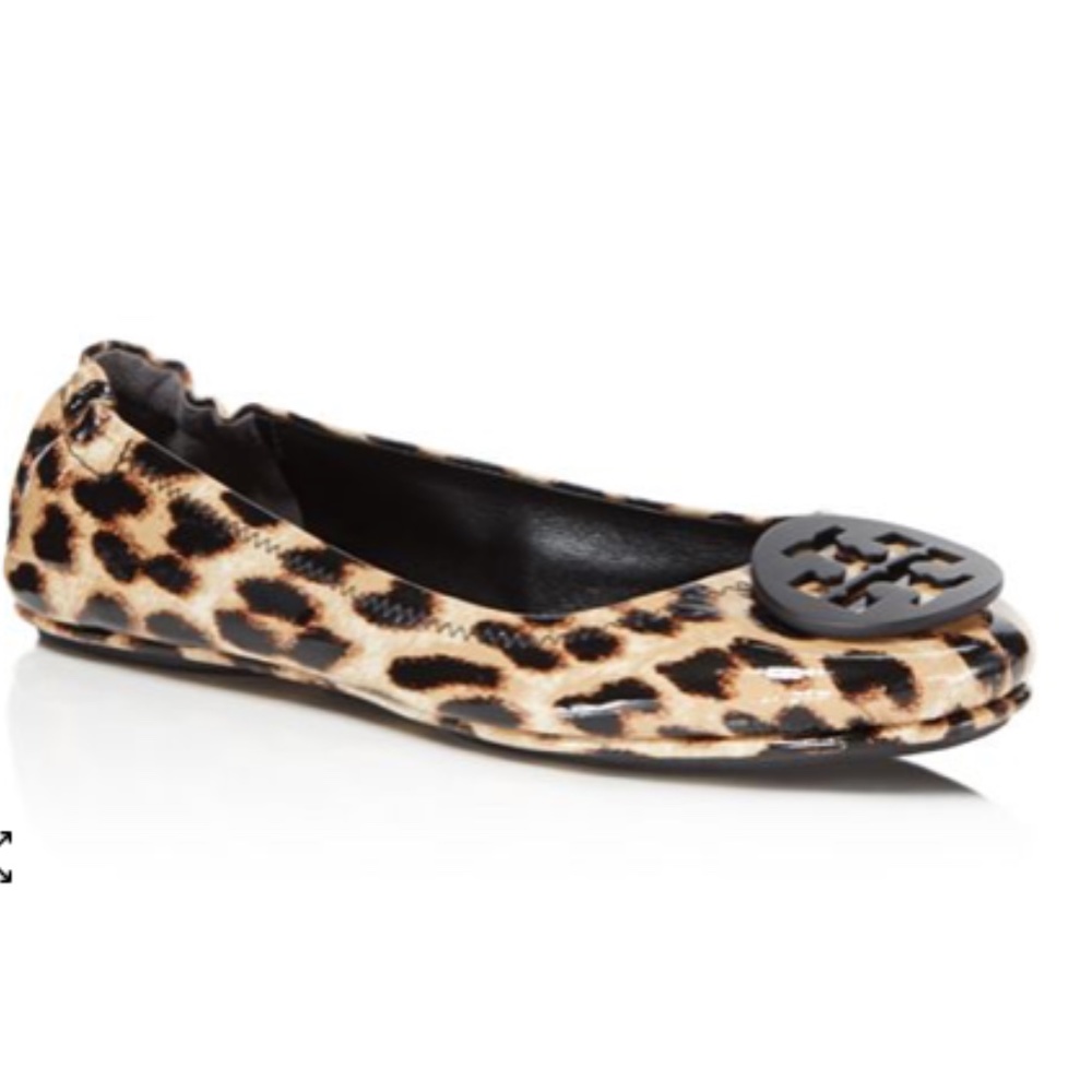 Tory Burch Leopard Print Reva Ballet Flat with Black Logo